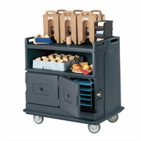 Cambro Granite Gray Polyethylene Beverage Service Cart with Recessed Top and Insulated Compartments