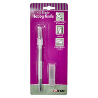 Winco 5-3/4 Inch Fine-Point Hobby Knife with Safety Cap and 5 Bonus Blades