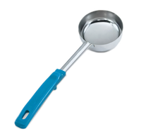 Vollrath Spoodle 6 oz Solid Stainless Steel Portion Control Serving Spoon with Teal Grip 'N Serv Handle