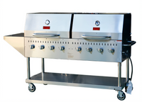 Outdoor Propane BBQ Grill with 8 Burners, 2 Roll Domes, and 304 Stainless Steel Construction