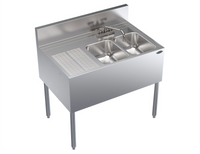 Krowne Royal Series Two-Compartment Underbar Sink Unit with Left Drainboard and Faucet, 36 x 24 Inches