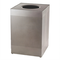 Silhouette 40-Gallon Indoor Open-Top Rectangular Trash Receptacle, Silver Metallic Steel