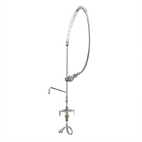 T&S Brass Single-Hole Deck-Mount Pre-Rinse Unit with 12-Inch Swing Nozzle and Add-On Faucet