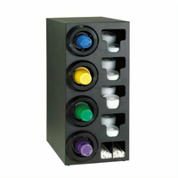 Countertop Cup Dispenser Cabinet with Left-Side Cup Dispensers and Lid/Straw Storage