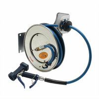 Open Stainless Steel Retractable Hose Reel System with 1/2 Inch x 35 Foot Hose and Front Trigger Spray Valve