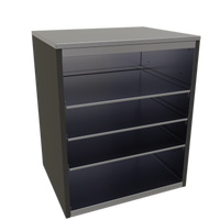 Glastender Open Front Back Bar Glass Storage Cabinet with 3 Adjustable Stainless Steel Shelves, 30 Inch Wide