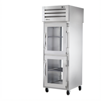 True SPEC SERIES 1-Section Pass-Thru Refrigerator with 2 Half-Glass Front Doors and Rear Glass Door