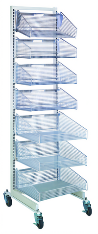 Quantum Mobile Single-Sided Partition Wall Starter Unit with Baskets, 18 x 26 x 74 Inches, White and Chrome Finish