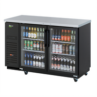 Turbo Air Super Deluxe 2-Section Glass Door Back Bar Cooler, 19 Cu. Ft.