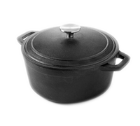 American Metalcraft Round Cast Iron Casserole Dish with Handles and Lid, 4 Qt.