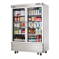 Everest 2-Section Bottom-Mount Glass Door Reach-In Refrigerator, 50 Cu. Ft., Stainless Steel