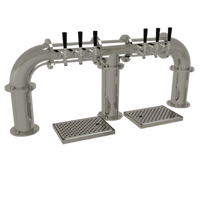 Glastender Pipe Bridge Countertop Draft Dispensing Tower, 6 Faucets, Glycol-Cooled, Mirror Finish