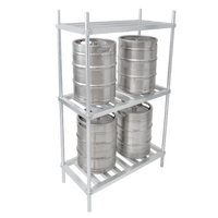John Boos 60-Inch Aluminum Keg Rack with 3 Shelves, 6-Keg Capacity