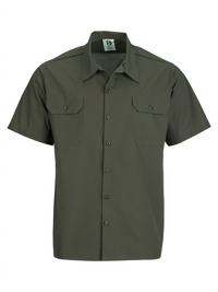 Mercer Culinary Metro Edge® Unisex Olive Green Short Sleeve Brewer/Work Shirt, 3X