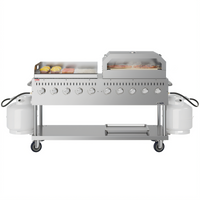 KoolMore 72-Inch Commercial Outdoor Propane Gas Grill Combo with 10 Burners, 36-Inch Griddle, and 36-Inch Pizza Oven