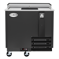 KoolMore 36-Inch Black Commercial Bottle Cooler with Built-In Opener, 9 Cu. Ft.