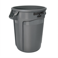 Rubbermaid Commercial Products BRUTE ProSave 32 Gallon Round Trash Container, Gray, Without Lid