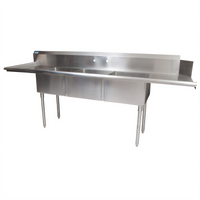 BK Resources Soiled Dishtable With 3-Compartment Sink, Left-to-Right Operation, 100 Inch x 30-1/2 Inch