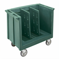 Cambro TDC30 Adjustable Tray and Dish Cart with Vinyl Cover, Granite Green