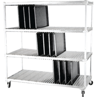 Dinex 3-Tier Aluminum Tray Drying Rack with Open Tubular Shelving and 5-Inch Swivel Casters, 63-3/4 x 28 x 74-1/2 Inches