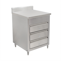 24-Inch Stainless Steel 3-Tier Work Table Drawer Cabinet with 5-Inch Backsplash