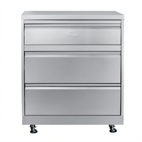 KoolMore 32-Inch Enclosed Residential Outdoor Kitchen Cabinet with 3 Drawers, Stainless Steel