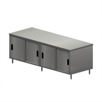 96-Inch Stainless Steel Chef Table Cabinet Base with Sliding Doors