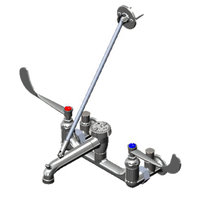 T&S Brass B-0658 8-Inch Centers Wall Mount Service Sink Faucet with Vacuum Breaker Nozzle and Pail Hook