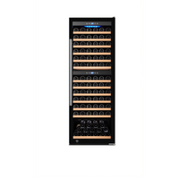Omcan Vinovero 25-Inch Dual Zone Commercial Wine Cooler, 126-Bottle Capacity, Locking Black Glass Door