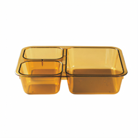 Cambro Tray-On-Tray 3-Compartment Rectangular Meal Delivery Tray, Amber