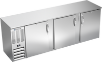Beverage-Air 94-Inch Three-Section Food-Rated Back Bar Refrigerator with Solid Doors