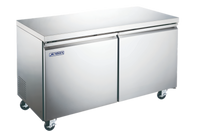 Aurora 2-Section Undercounter Reach-In Freezer with Solid Doors, 11.3 Cu. Ft., Rear-Mounted Self-Contained Refrigeration