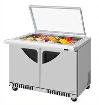 Turbo Air Super Deluxe 48-Inch Two-Section Sandwich/Salad Mega Top Prep Table with Glass Lid