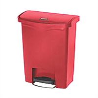 Slim Jim 8 Gallon Red Resin Front-Step Step-On Trash Can with Hinged Lid