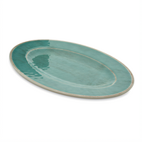 Grove 12 x 8-Inch Oval Wide Rim Aqua Melamine Plate