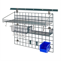 Quantum Store Grid Standard-Duty Wall-Mounted Storage Starter Kit with Shelf, Basket, and Bin Holder