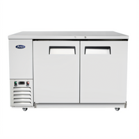Atosa 57-4/5-Inch Two-Section Back Bar Cooler with Solid Locking Doors, 17.3 Cu. Ft., Stainless Steel, Side-Mount Refrigeration