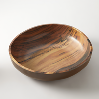 American Metalcraft 235 oz Round Melamine Bowl with Acacia Wood Finish