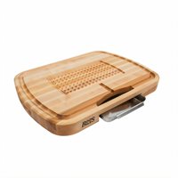 John Boos 24 x 18 Inch Reversible Maple Carving Cutting Board with Juice Groove and Stainless Steel Tray