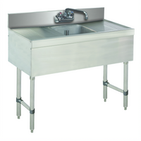Advance Tabco Special Value Series 36-Inch 1-Compartment Stainless Steel Bar Sink with Left and Right Drainboards and Splash-Mount Faucet