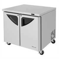 Turbo Air Super Deluxe 36-1/4 Inch Two-Section Undercounter Refrigerator with Solid Swing Doors