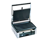 Eurodib Commercial Single Panini Grill with Ribbed Cast Iron Plates, 14.5 x 10 Inch, 110V