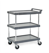 Olympic 3-Shelf Utility Cart with Ship's Edge Polyethylene Shelves, 16 x 27 Inches