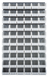 Wall-Mounted Louvered Panel Starter Unit with 60 Clear Bins, 36 x 11 x 61 Inches