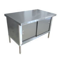 Omcan 72-Inch x 30-Inch Stainless Steel Enclosed Work Table with Sliding Door Cabinet Base