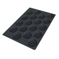Silikomart Round Waffle Silicone Baking Mold, 18-Cavity, Black