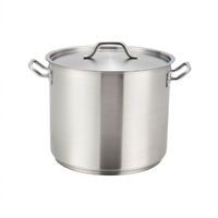 Winco Premium 80 Qt Round Induction Ready 18/8 Stainless Steel Stock Pot with Cover