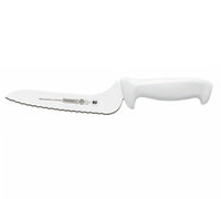 Mundial 7-Inch Offset Sandwich Knife with Serrated High Carbon Stainless Steel Blade and White Polypropylene Handle