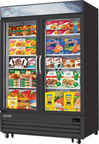 Everest Refrigeration EMGF48B Reach-In Glass Door Merchandiser Freezer, 2-Section, 48 Cu. Ft.