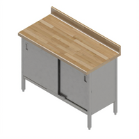 John Boos Edge-Grain Maple Wood Top Work Table with Sliding Door Cabinet Base, 36 x 24 x 40-1/2 Inches
